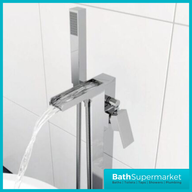 Soho Chrome Freestanding Waterfall Spout Bath Shower Mixer Floor Tap