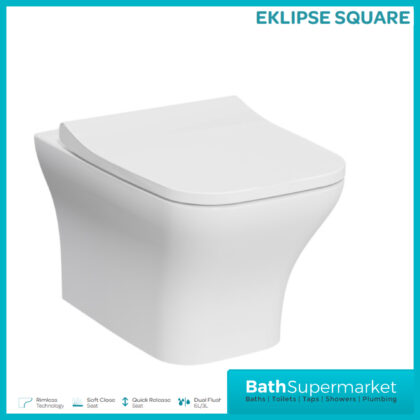 Kartell Eklipse Square Wall Hung Rimless Pan With Soft Close Seat