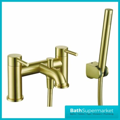 Synergy Studio D Round Brushed Brass Bath Shower Filler Mixer Tap Kit SY-G04BB