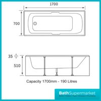 Marina Gripped Modern White Single Ended Acrylic Bath Twin Grip Chrome - Various Sizes - Image 5