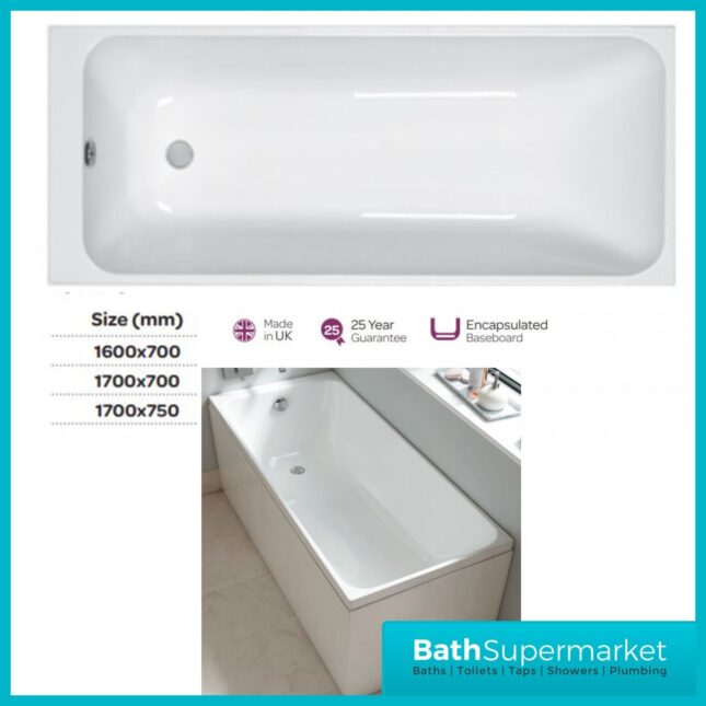 Refine Profile Single Ended Thin Edge Bath 1700mm x 750mm