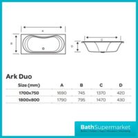 Kvit Arc Duo Double Ended Round Bath 1700mm x 750mm & 1800mm x 800mm Width