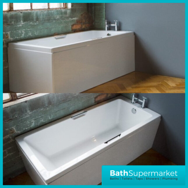 Kvit Luxe White Single Ended Acrylic Bath Integrated Chrome Twin Grips - Various Sizes - Image 6