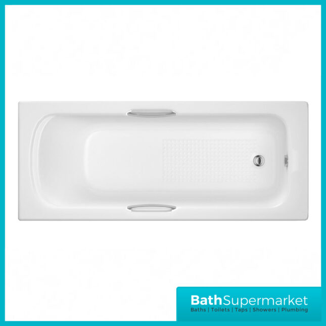 Harbor Gripped Modern White Single Ended Acrylic Bath Twin Grip Chrome - Various Sizes