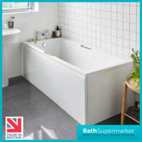 Kvit Luxe White Single Ended Acrylic Bath Integrated Black Twin Grips – Various Sizes