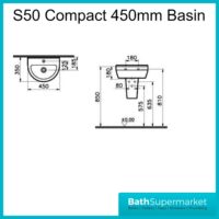 Style Gloss White Compact Basin 450mm With Semi Pedestal – 1 Tap Hole