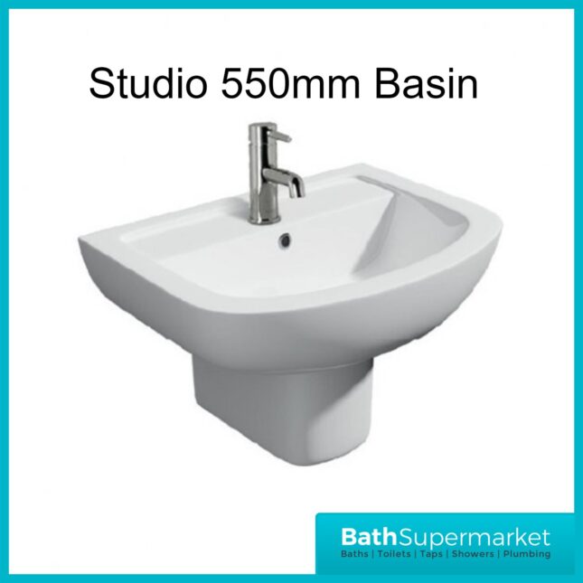 Studio Basin With Semi Pedestal 550mm Wide - 1 Tap Hole