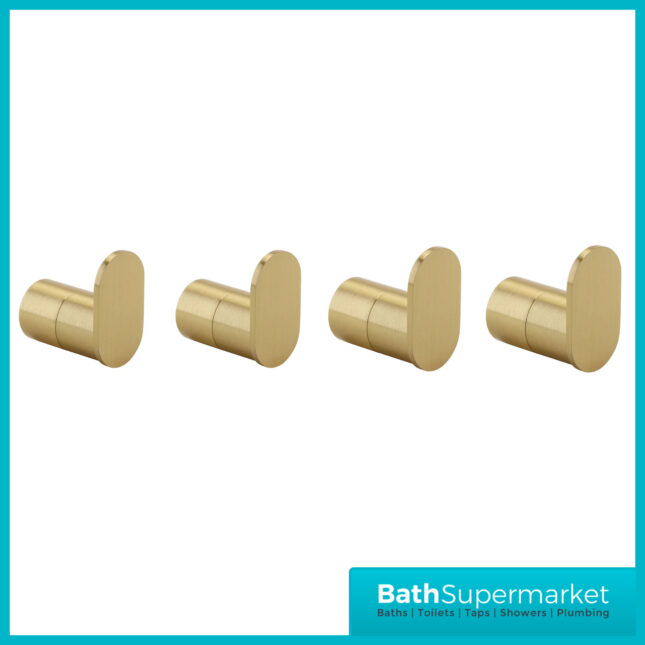 Aeris Brushed Brass Robe Hook - Pack 4