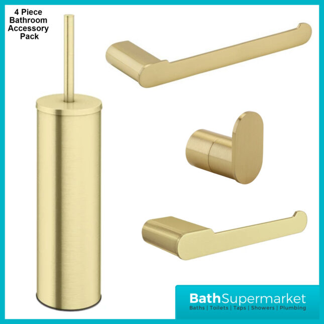 Aeris Brushed Brass Bathroom Accessory Pack - 4 Piece