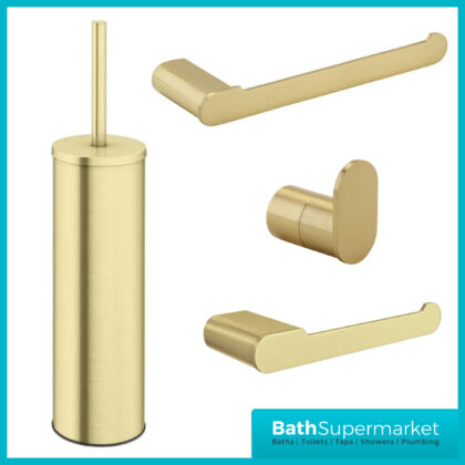 Aeris Brushed Brass Bathroom Accessory Pack - 4 Piece