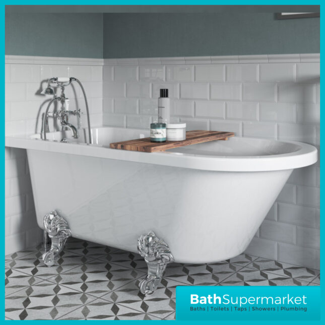 AquaVolere Coastline Traditional Freestanding Corner Bath W/Feet 1500mm & 1700mm - 2TH - Image 2