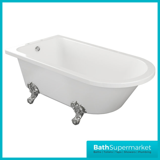 AquaVolere Coastline Traditional Freestanding Corner Bath W/Feet 2 Tap Hole