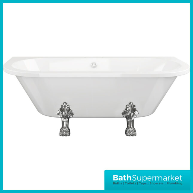 AquaVolere Ballard Freestanding Back To Wall Bath 1700mm Length 2TH W/Feet