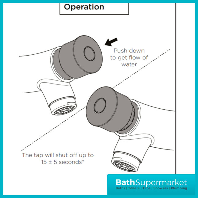 Bristan - Single Soft Touch Wall Mounted Timed Flow Basin Tap With Flow Regulator - Image 4