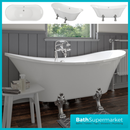 AquaVolere Harbour Freestanding 1760mm x 710mm x 775mm Bath W/Feet 0TH