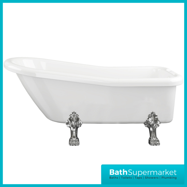 AquaVolere Queensway Traditional Freestanding Bath W/Feet 1530mm & 1710mm- 2 Tap Holes