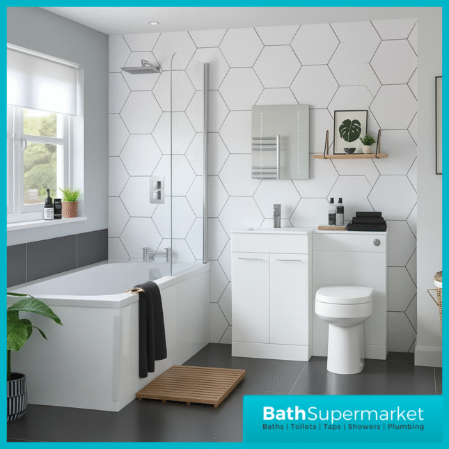 Aquavolere Venice White Gloss Left Handed Combination Basin Unit & Handles Pack 1000mm