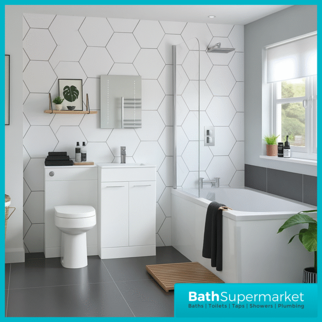 Aquavolere Venice White Gloss Right Handed Combination Basin Unit & Handles Pack 1000mm