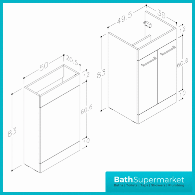 Aquavolere Venice Grey Gloss Right Handed Combination Basin Unit & Handles Pack 1000mm