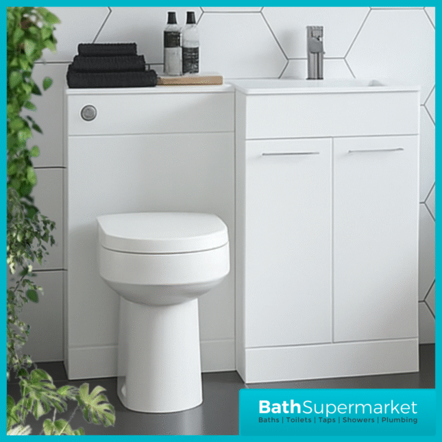 Aquavolere Venice White Gloss Right Handed Combination Basin Unit & Handles Pack 1000mm