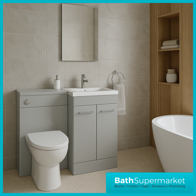 Aquavolere Venice Grey Gloss Right Handed Combination Basin Unit & Handles Pack 1000mm