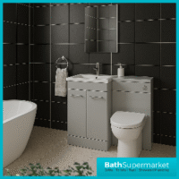 Aquavolere Venice Grey Gloss Left Handed Combination Basin Unit & Handles Pack 1000mm