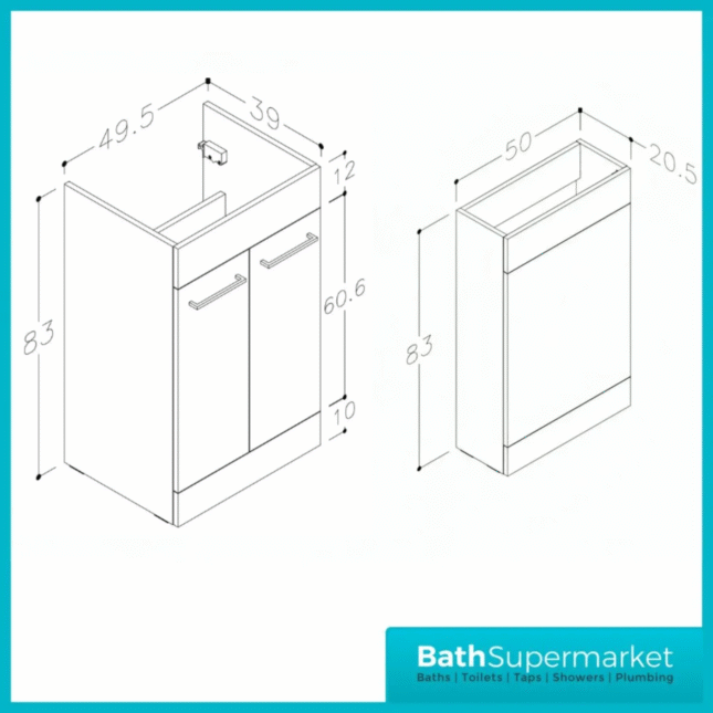 Aquavolere Venice Grey Gloss Left Handed Combination Basin Unit & Handles Pack 1000mm