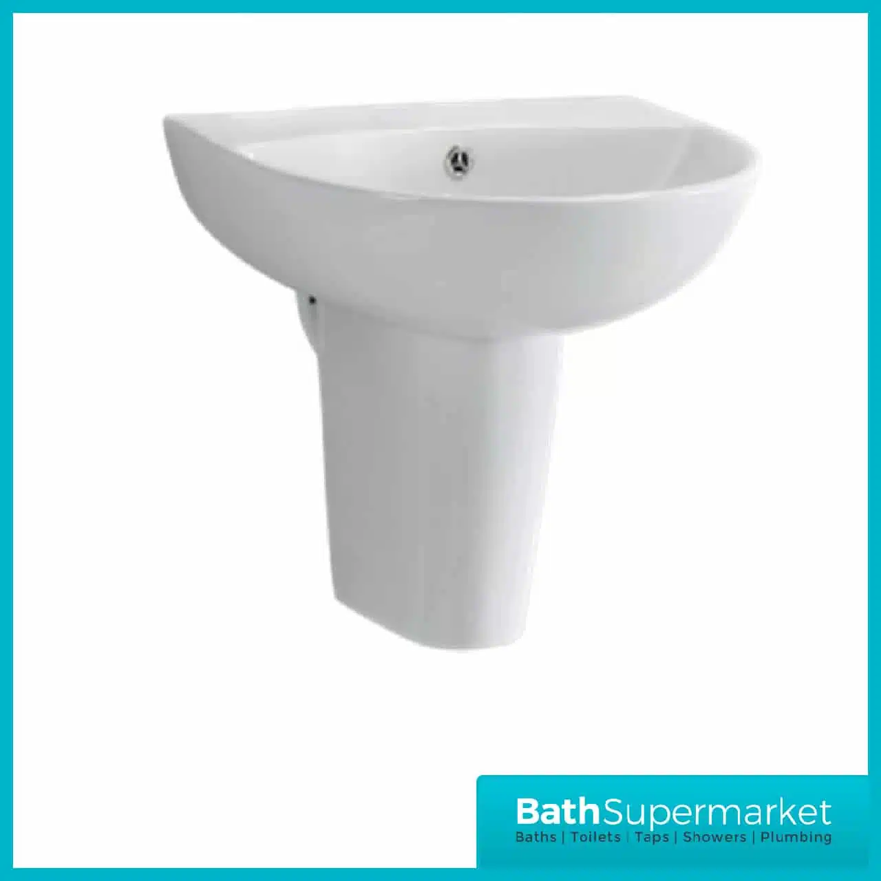 Kameo Gloss White Compact Basin 450mm With Semi Pedestal – 1 Tap Hole