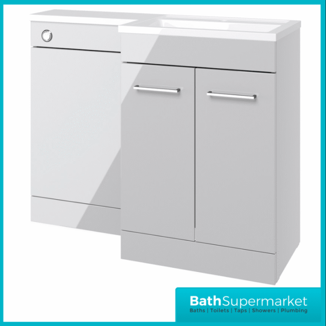 Aquavolere Venice Grey Gloss Right Handed Combination Basin Unit & Handles Pack 1000mm