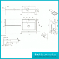 Aquavolere Venice Anthracite Gloss Right Handed Combination Basin Unit & Handles Pack 1000mm