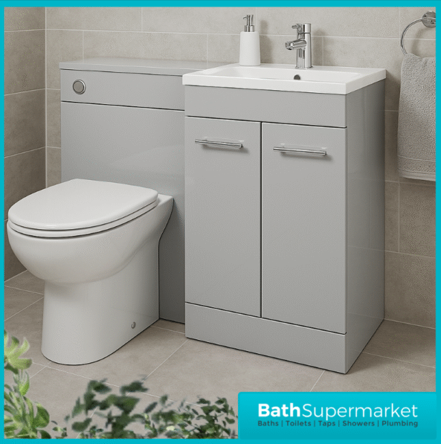 Aquavolere Venice Grey Gloss Right Handed Combination Basin Unit & Handles Pack 1000mm