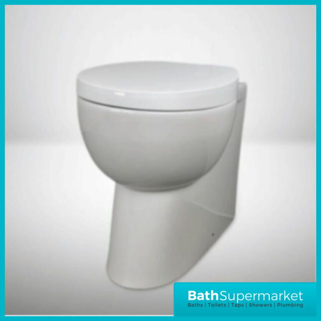 Modern Round Comfort Height Back To Wall Ceramic Toilet Pan & Soft Close Seat WC