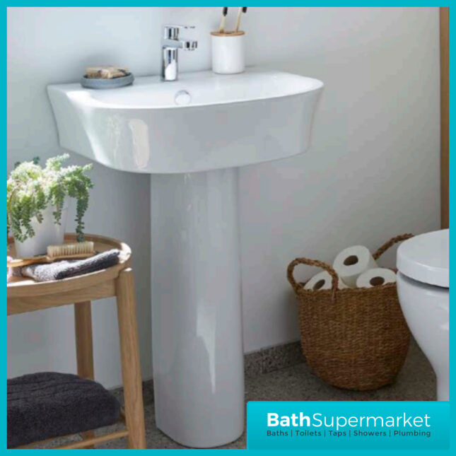 Kartell Eklipse Square Close Coupled Rimless Toilet WC With Full Pedestal Basin Set