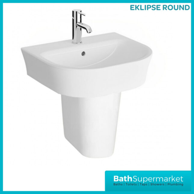 Kartell Eklipse Square Close Coupled Rimless Toilet WC With Semi Pedestal Basin Set