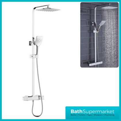 Bristan Craze Square Chrome Rigid Riser Bar Mixer Exposed Valve Shower