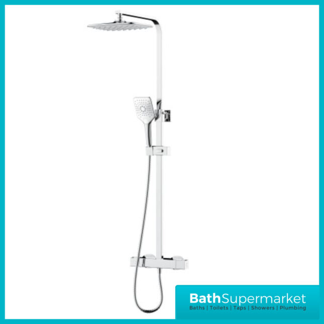 Bristan Craze Square Chrome Rigid Riser Bar Mixer Exposed Valve Shower