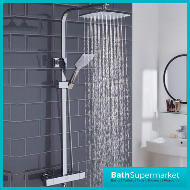 Bristan Craze Square Chrome Rigid Riser Bar Mixer Exposed Valve Shower