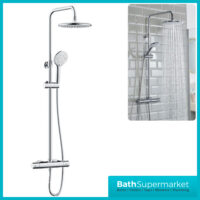 Bristan Buzz Round Chrome Rigid Riser Bar Mixer Exposed Valve Shower