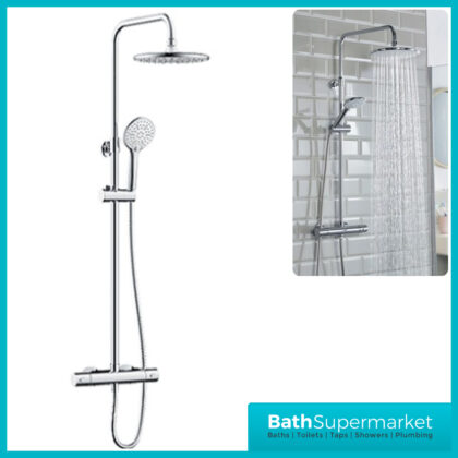 Bristan Buzz Round Chrome Rigid Riser Bar Mixer Exposed Valve Shower