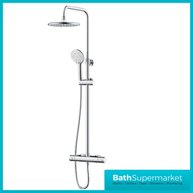 Bristan Buzz Round Chrome Rigid Riser Bar Mixer Exposed Valve Shower