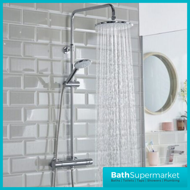 Bristan Buzz Round Chrome Rigid Riser Bar Mixer Exposed Valve Shower