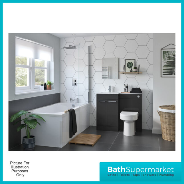 Aquavolere Venice Grey Gloss Left Handed Combination Basin Unit & Handles Pack 1100mm