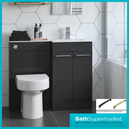 Aquavolere Venice Anthracite Gloss Right Handed Combination Basin Unit & Handles Pack 1100mm