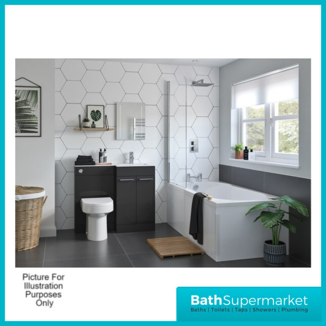 Aquavolere Venice Grey Gloss Right Handed Combination Basin Unit & Handles Pack 1100mm