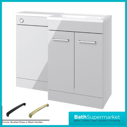 Aquavolere Venice Grey Gloss Right Handed Combination Basin Unit & Handles Pack 1100mm