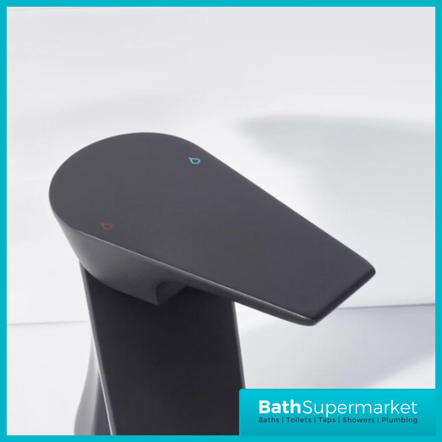 Bristan Hourglass Mono Matt Black Basin Mixer Tap With Clicker Waste
