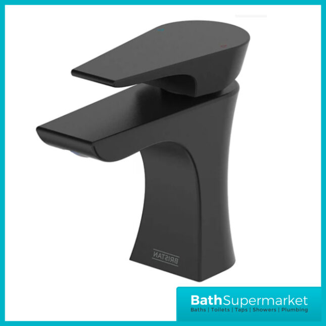 Bristan Hourglass Mono Matt Black Basin Mixer Tap With Clicker Waste