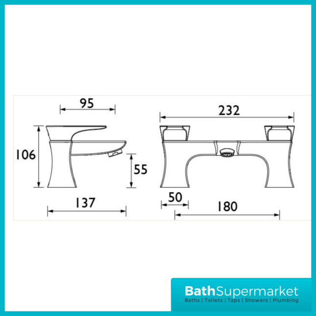 Bristan Hourglass Mono Matt Black Bath Filler Tap