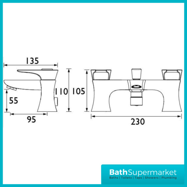 Bristan Hourglass Mono Matt Black Bath Shower Mixer Tap