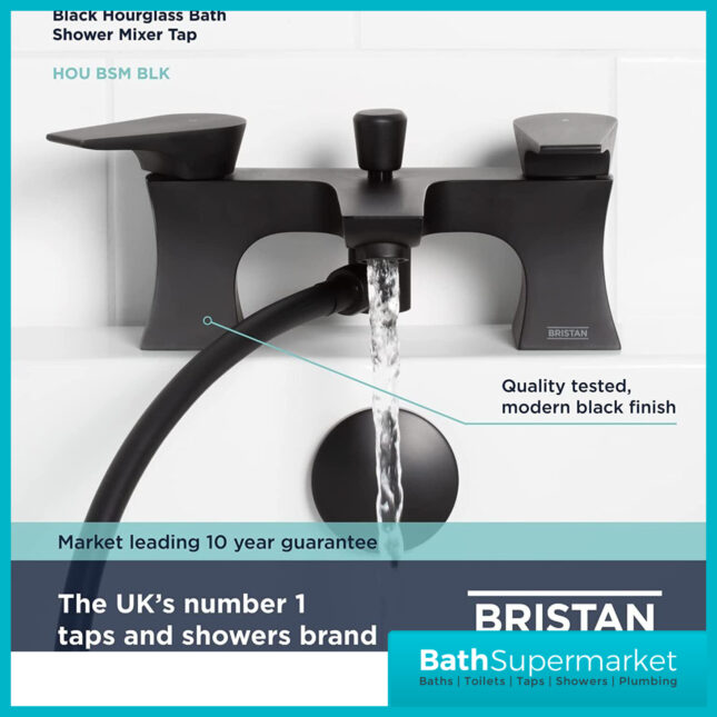 Bristan Hourglass Mono Matt Black Bath Shower Mixer Tap